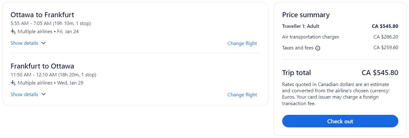 Cheap flight deals from Ottawa to Frankfurt, Germany