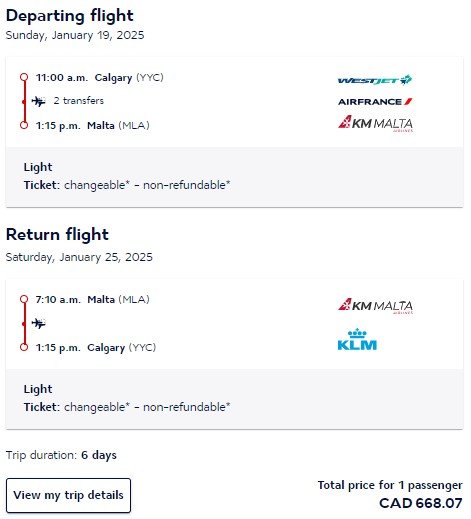 Cheap flights from Calgary to Malta