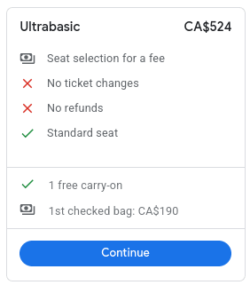 yyc to kef baggage details