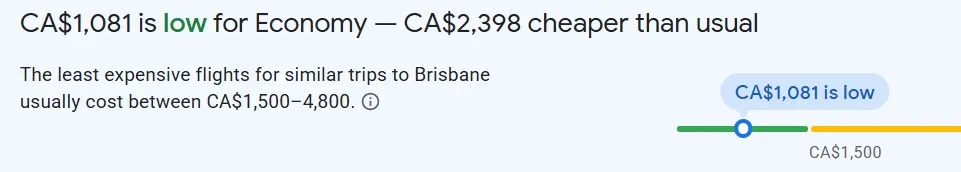 yul to brisbane price drop