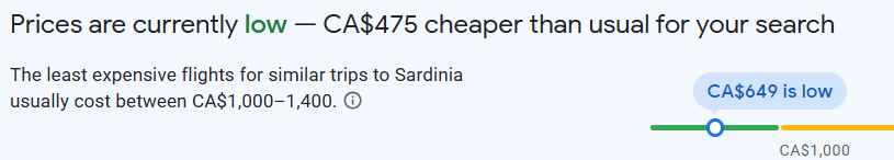 cheap flights from toronto to sardinia