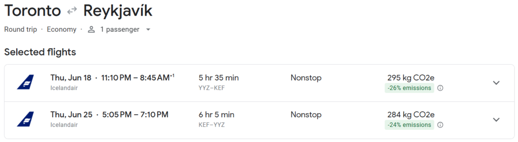 cheap flights from toronto to reykjavik